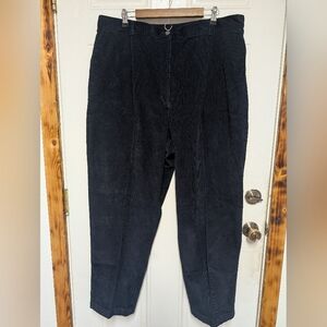 Vtg Y2K LL Bean Womens Corduroy Pants Tall Pleated Front Pockets Blue Retro 24W
